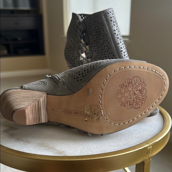 Vince Camuto Gray Peep-Toe Ankle Boots - Size 7.5 Wide - Picture 9 of 15
